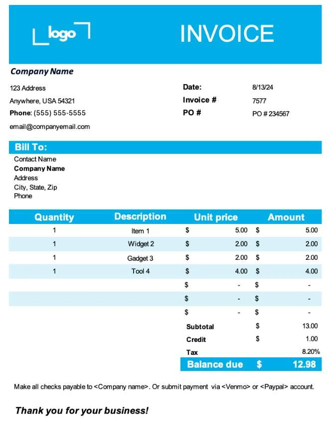 Sample Invoice Document